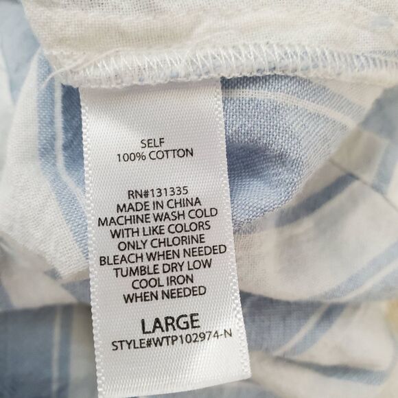 Socialite Striped Cotton Button Down Shirt size Large in Blue - Picture 13 of 14